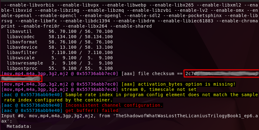 Finding the checksum of the Audible file Finding the checksum